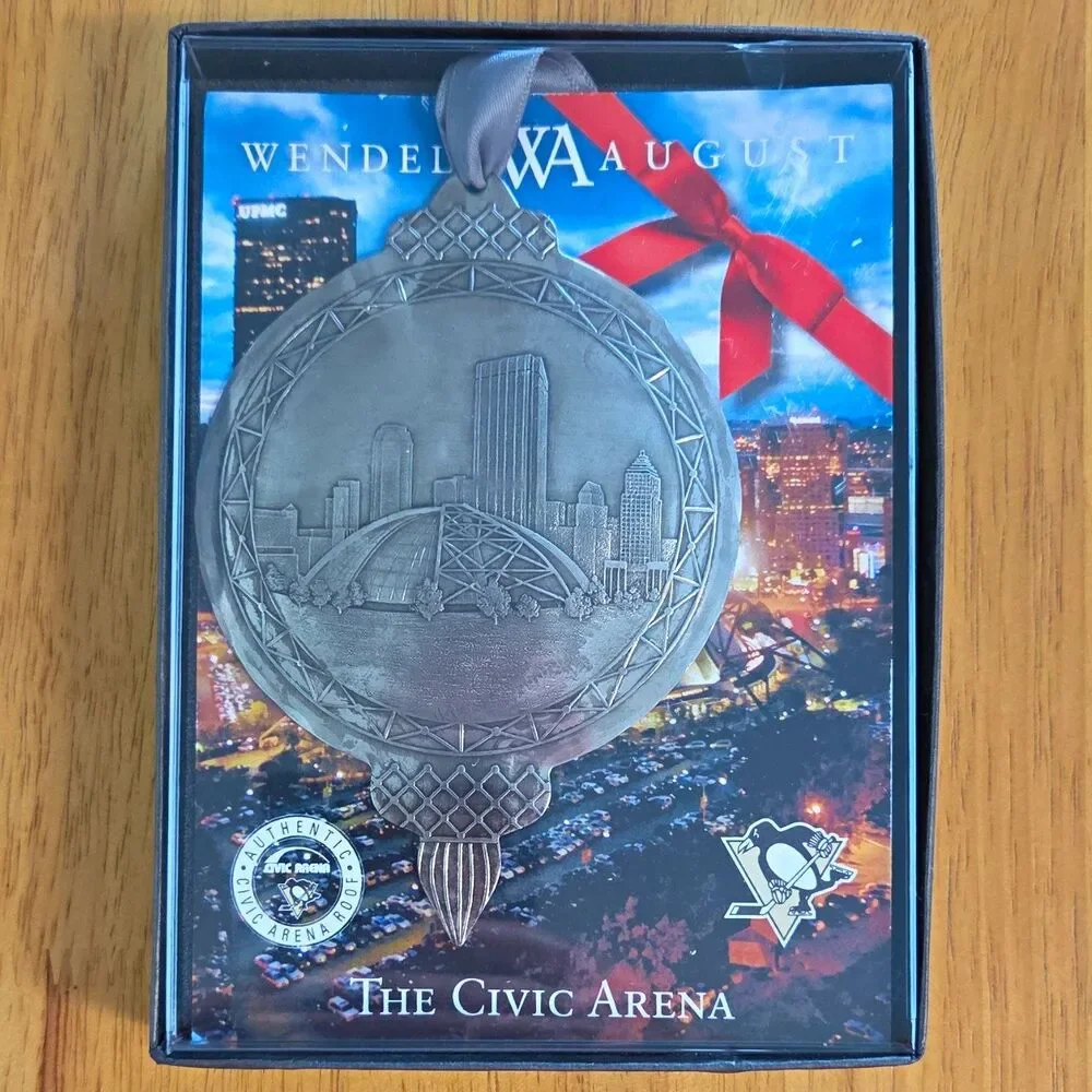 Wendell August The Civic Arena Round Hanging Ornament, Silver Decorative